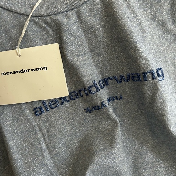 NWT Alexander Wang Short Sleeve Tee w/ Glitter Wash and Puff Logo M - Picture 15 of 16